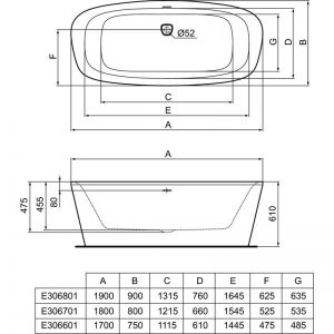 dea duo ideal standard stoyashta vana za barz montazh e306801 e306701 e307601 shema