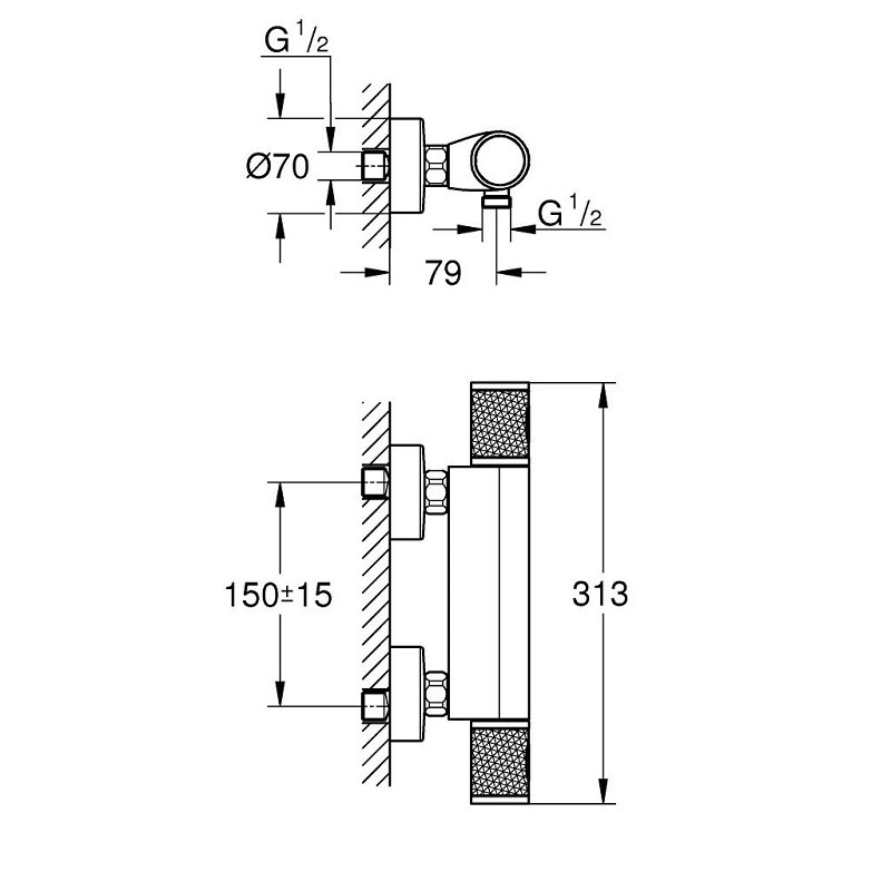 grohtherm 34776000 grohe smesitel za dush shema